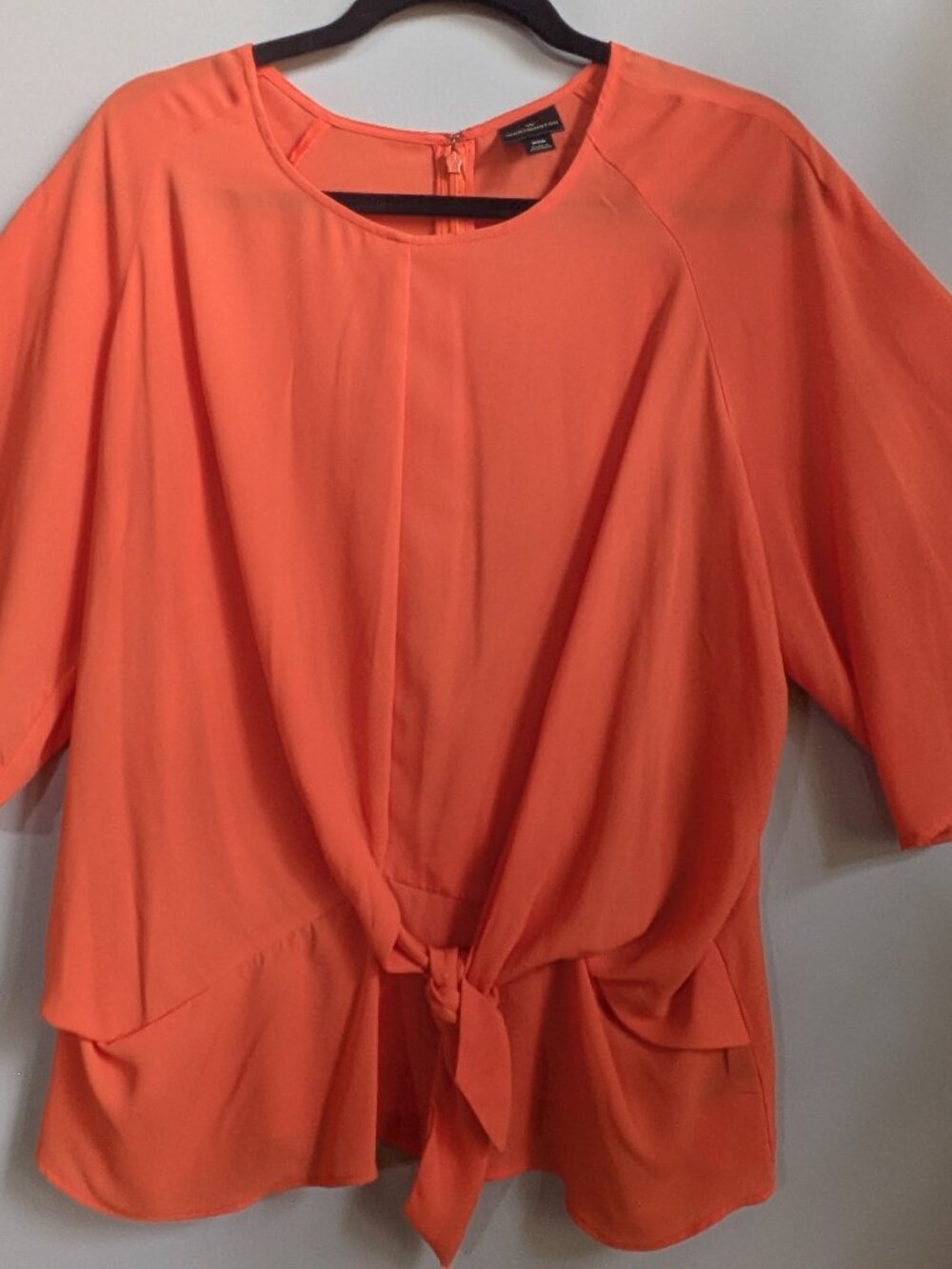 Worthington orange too long sleeves chiffon back zip closure size XXL #239
